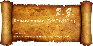 Rosenwasser Zétény névjegykártya